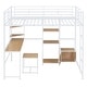 preview thumbnail 12 of 18, Modern Full Size Metal Loft Bed with Desk and Stool with Open-Style Wardrobe,Shelves and Cabinet