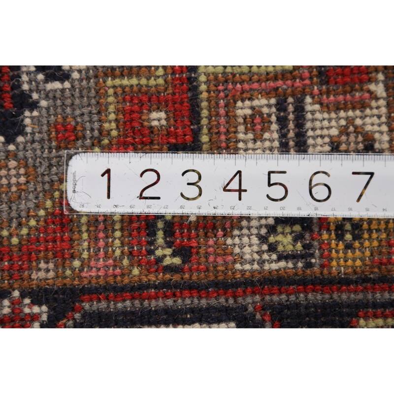 Geometric Heriz Serapi Runner Rug Hallway Hand-Knotted Wool Carpet - 2'6"x 7'10"