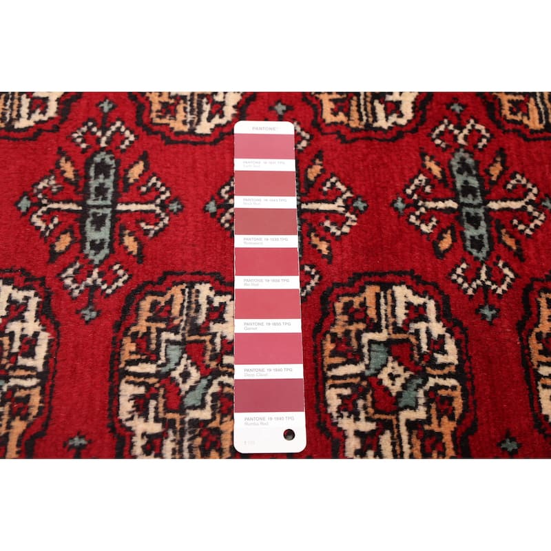 ECARPETGALLERY Hand-knotted Finest Peshawar Bokhara Red Wool Rug - 2'7 x 16'1
