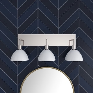 Modern 3-Light Bathroom Vanity Light Over Mirror with White Shades
