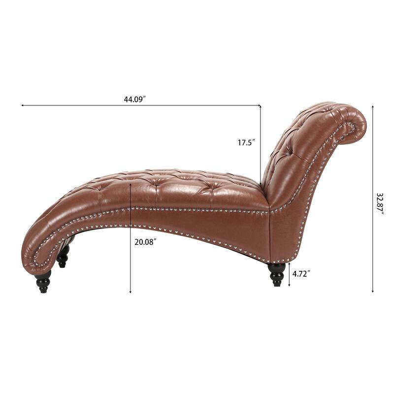 Modern 27.17" Upholstered Buttons Tufted Chaise Lounge Chair with Solid Wood Frame and Nailheads