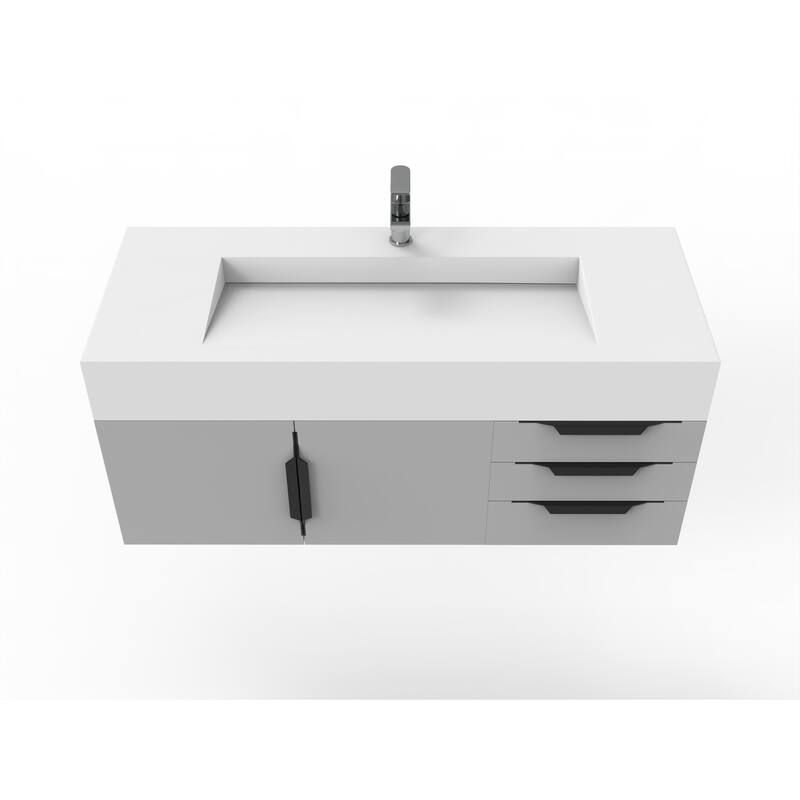 Nile 48" Wall Mounted Bathroom Vanity Set w/ White Top