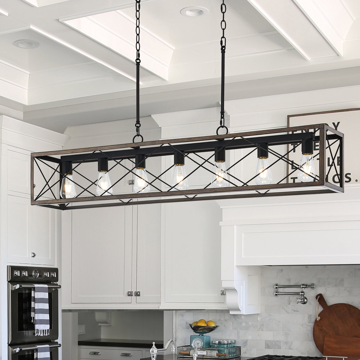 Acroma 7-Light 48In Linear Modern Farmhouse Kitchen Chandelier - 48''