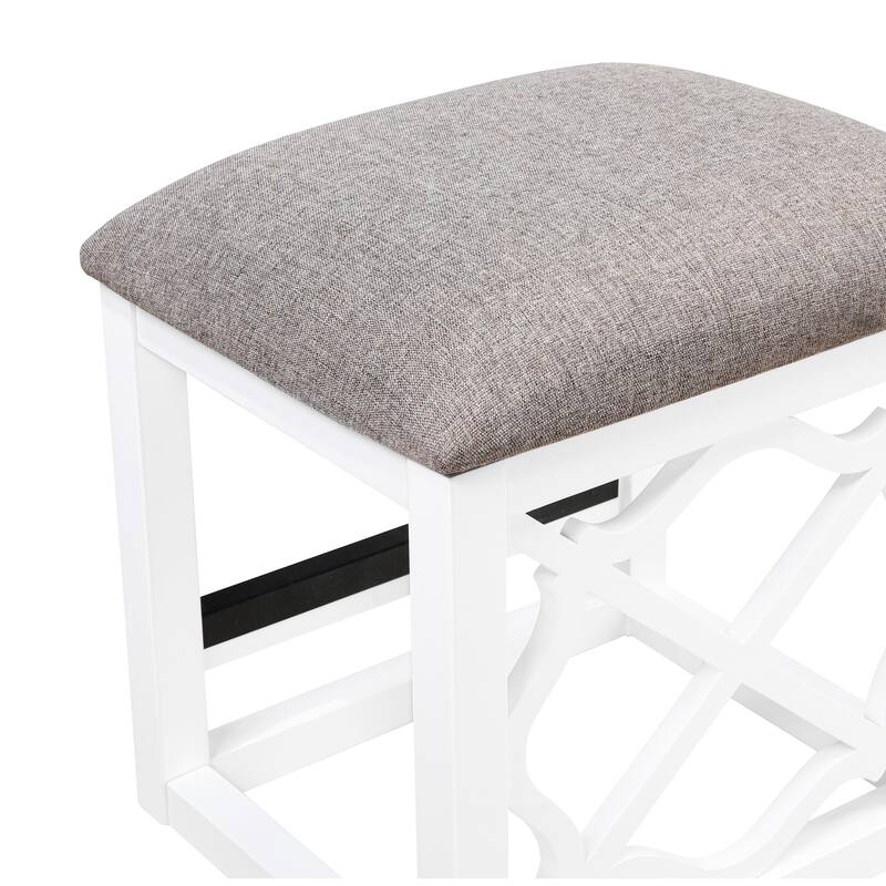 Desks and Stool Set 3pc White Finish Rolling Desk with Casters, 2 Charging ports Home Office Furniture