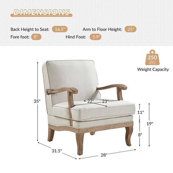 dimension image slide 0 of 2, Rinaldo Farmhouse Polyester Armchair with Comfortable Backrest and Cushion by HULALA HOME