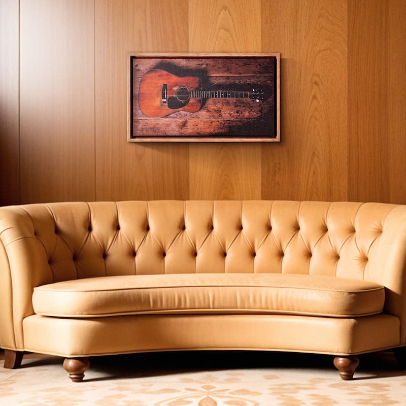 American Art Decor Grand Ole Opry Guitar Canvas with L Frame - 22" x 12"
