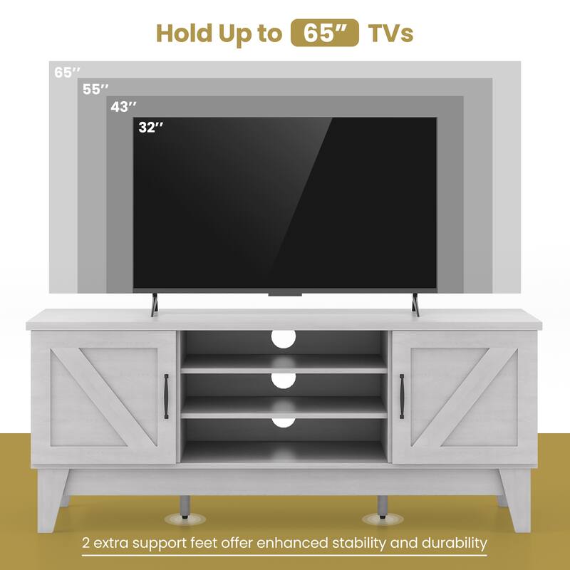 Gymax Farmhouse TV Stand for TVs Up to 65 Inches w/ 2 Barn Door