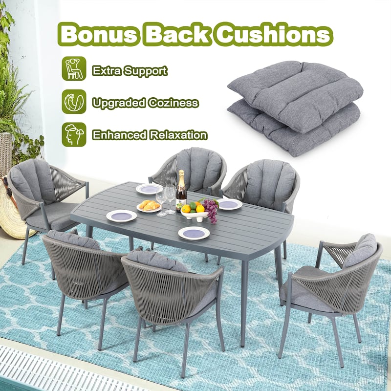 Outdoor Patio 7-Piece Dining Set with Seat and Cushions