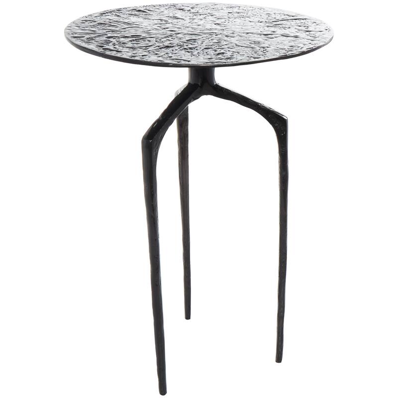 Silver, Gold or Gray Aluminum Metal Slim Textured Geometric Accent Table