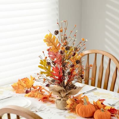 Glitzhome 20"H Berry Leaf Table Tree Fall Harvest Centerpieces