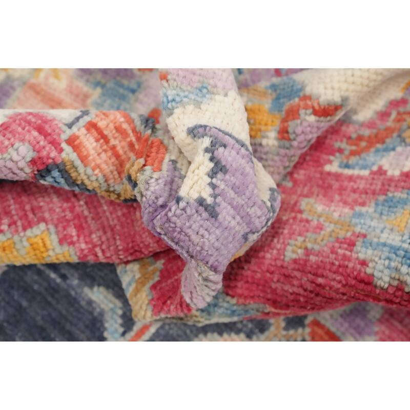 Hand Knotted Oriental 100% Wool Carpet Transitional Medallion Pink Oushak Area Rug - 6' 10'' X 5' 6''