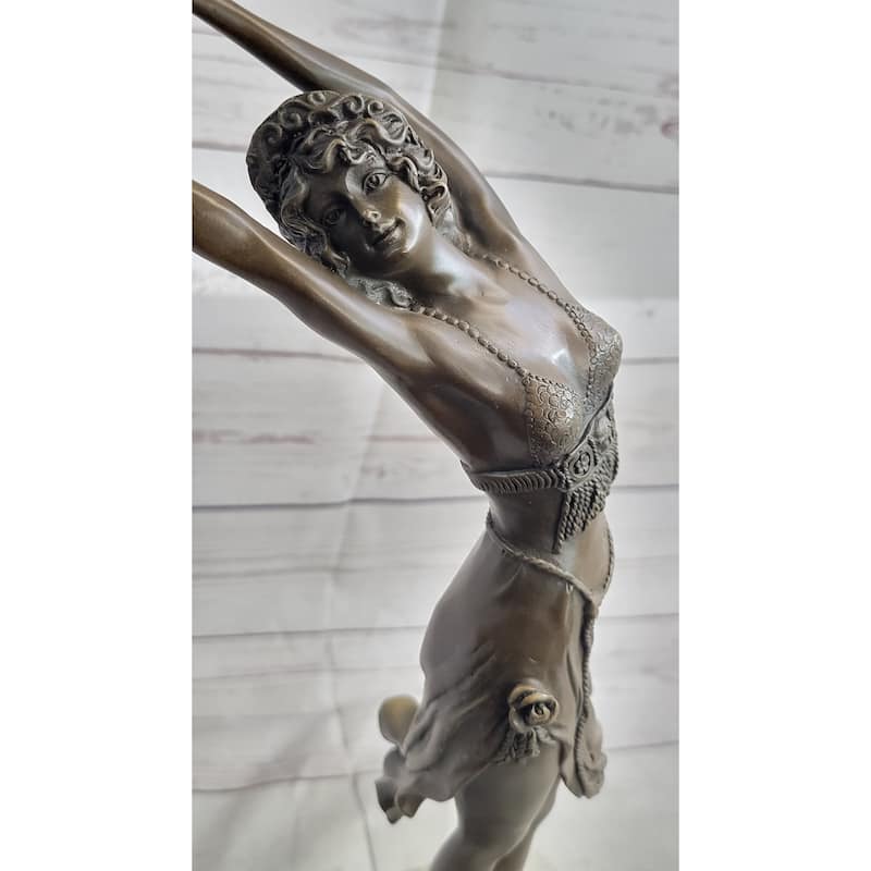 Art Deco Bronze Graceful Ballerina Fifth Pose Ballet Belly Dancer Girl Sculpture Statue