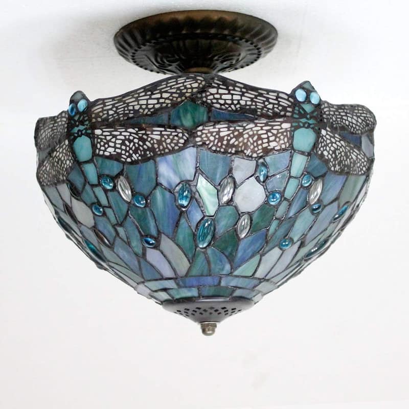 12 inch ceiling light sea blue mount lamp glass,iron bedroom light