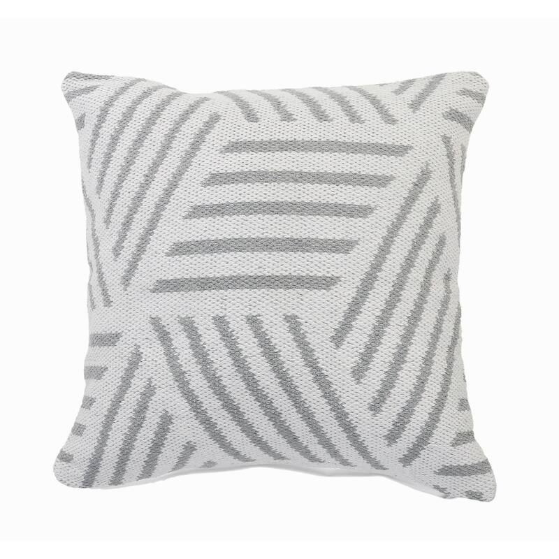 Handwoven Geometric Striped Square Throw Pillow - 20" - White and Gray