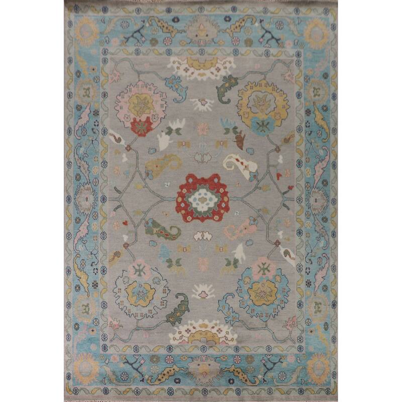 Gray Transitional Oushak Oriental Area Rug Handmade Wool Carpet - 9'0"x 11'11"