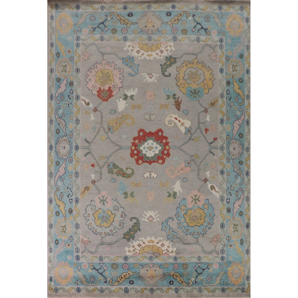 Gray Transitional Oushak Oriental Area Rug Handmade Wool Carpet - 9'0"x 11'11"