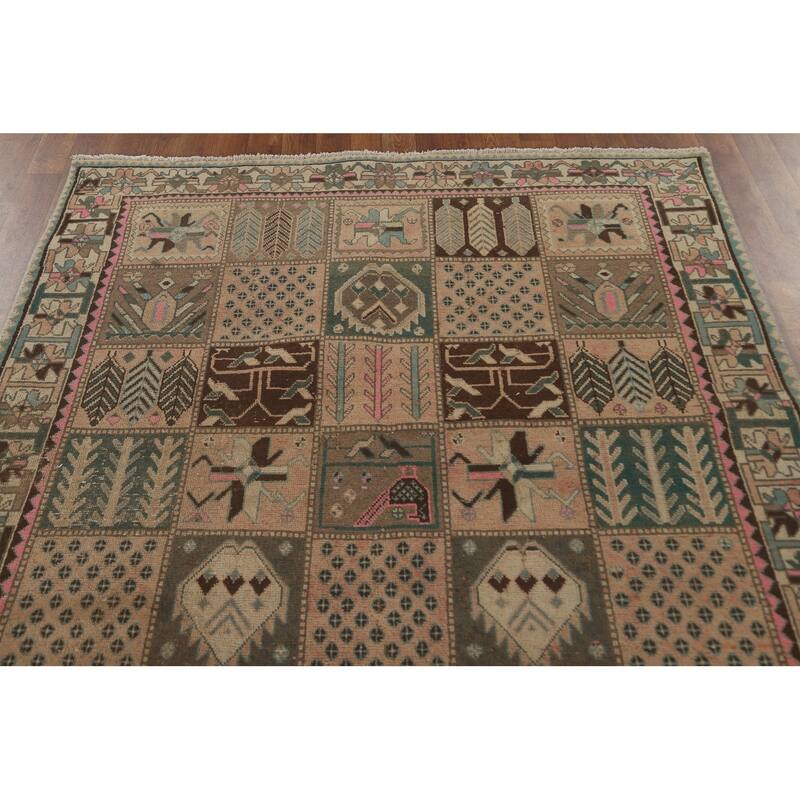 Garden Design Bakhtiari Persian Vintage Rug Hand-Knotted Wool Carpet - 4'10" x 9'2"
