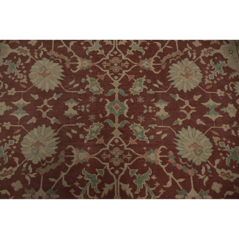 Hand Knotted Oriental 100% Wool Carpet Traditional All-Over Oranges & Rust Ziegler Area Rug - 9' 7'' X 6' 10''