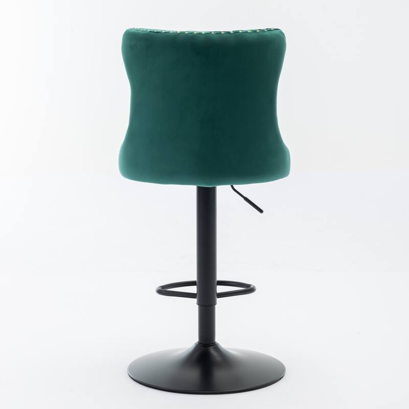 GDF Studio - Modern Upholstered Swivel Velvet Bar Stools with Adjustable Seat Height and Tufted Back (Set of 2)