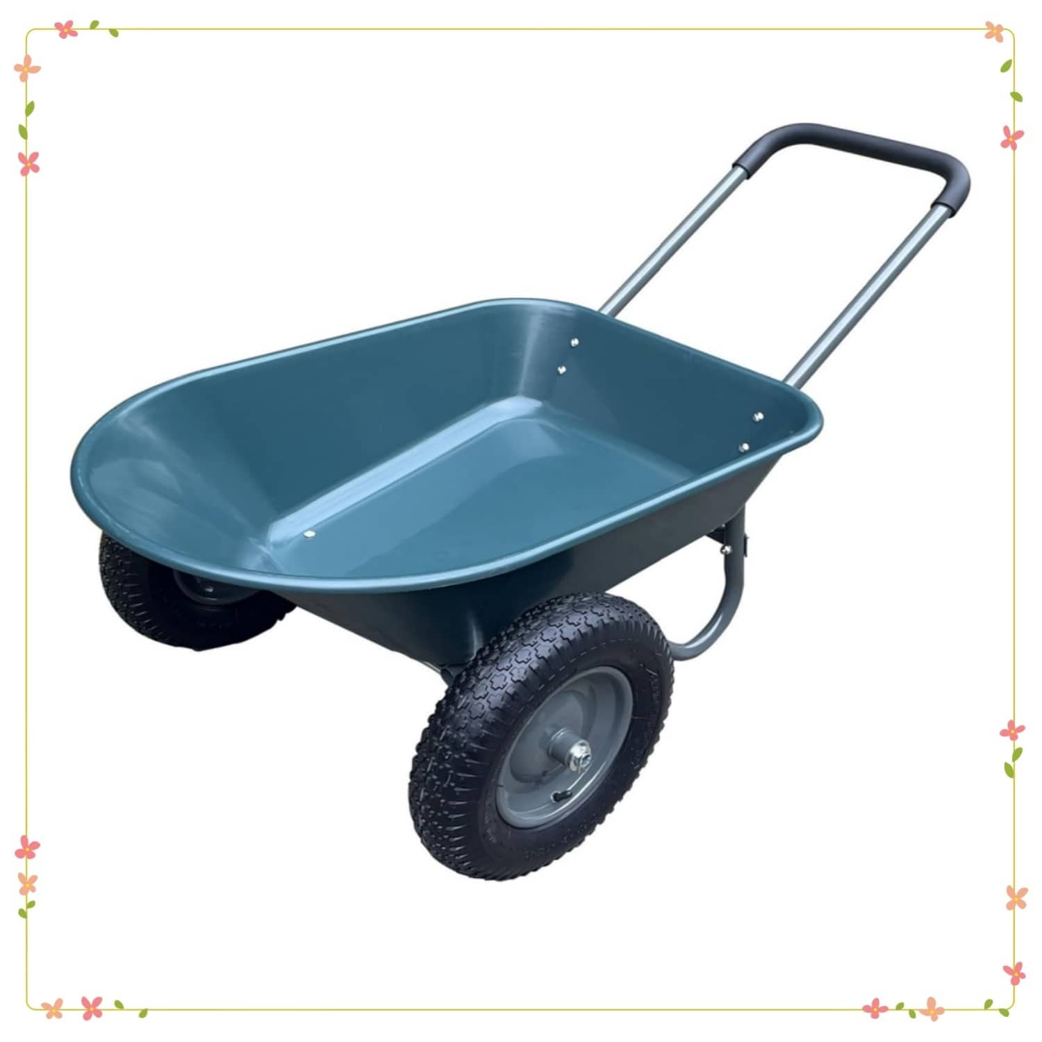 4 Cu Ft Heavy-Duty Steel Utility Wagon with Dump Bed 600 lb Capacity Green