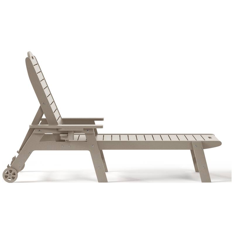 Brighton Outdoor 3-Piece Poly Reclining Chaise Set with Wheels & Cup Holder