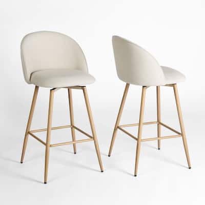HASEEB 27 in. High Back Swivel Bar Stools with Metal Frame (Set of 2)
