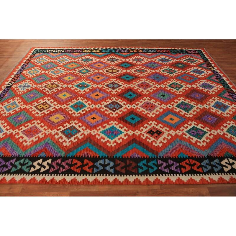 Kilim Oriental Area Rug Handmade Wool Carpet - 8'1"x 9'9"
