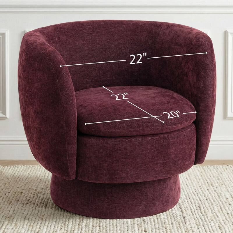 Modern Upholstered Swivel Barrel Accent Chair with Curved Back