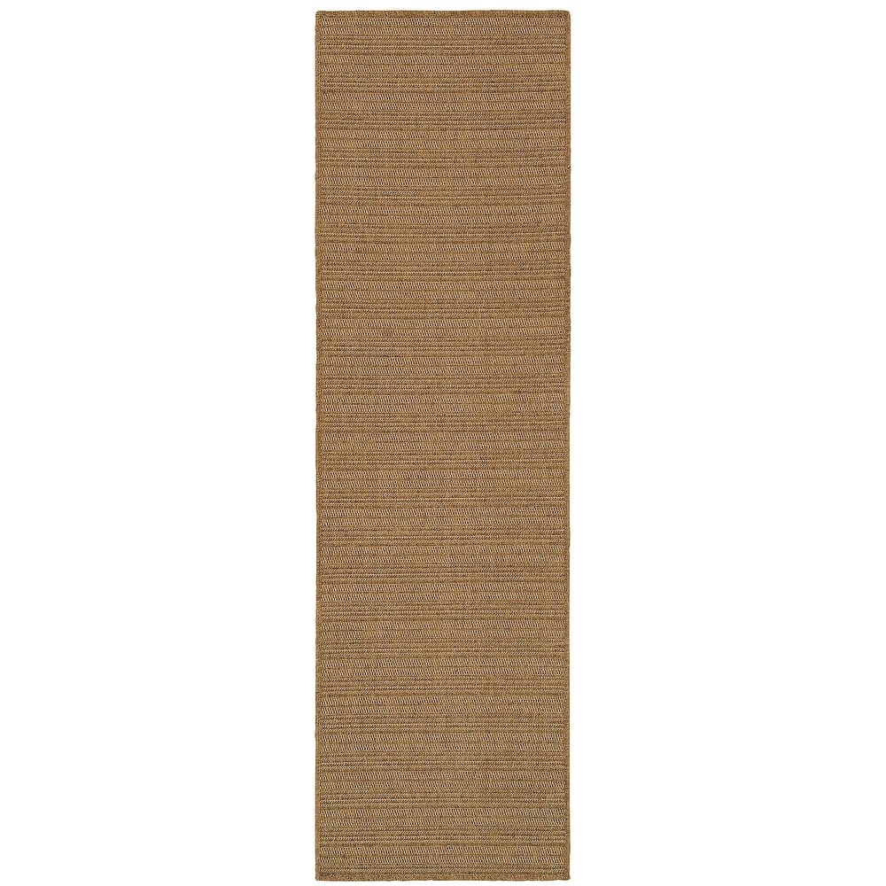 Style Haven Veranda Woven Tonal Striped Indoor-Outdoor Brown Area Rug