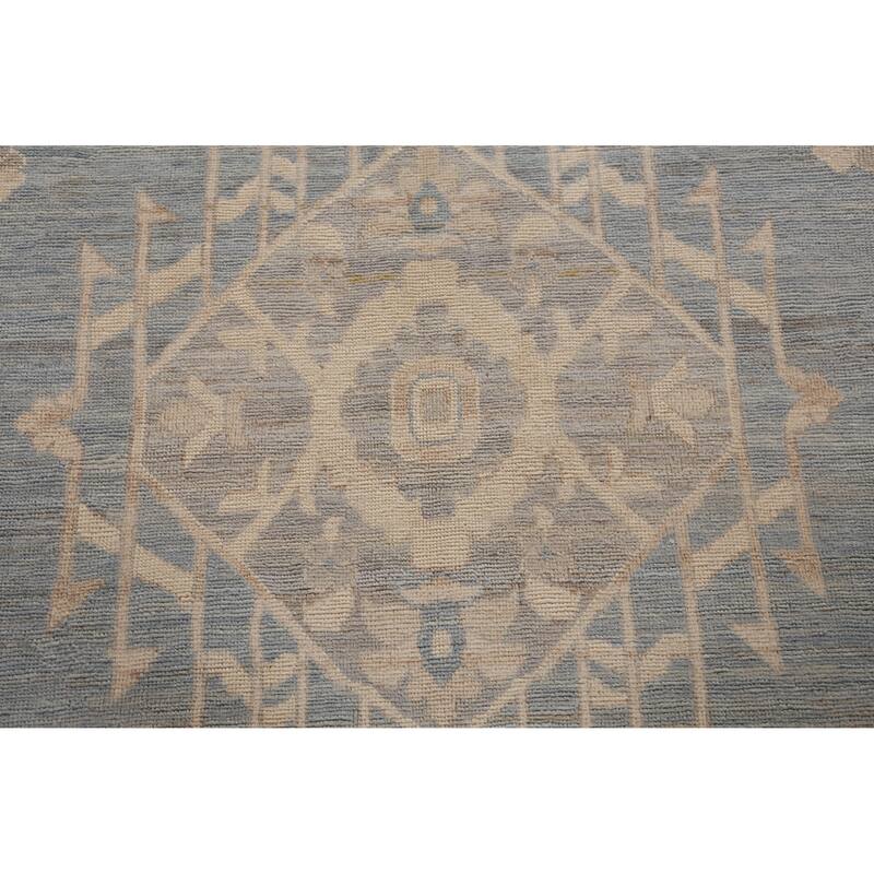 Hand Knotted Oriental 100% Wool Carpet Transitional Medallion Navy Blue & Blues Oushak Area Rug - 11' 10'' X 9' 0''