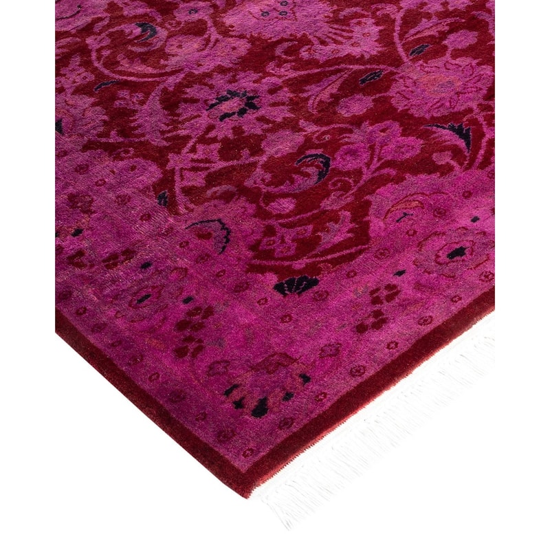 Overton Hand Knotted Wool Vintage Inspired Modern Contemporary Overdyed Pink Area Rug - 3' 1" x 5' 1"
