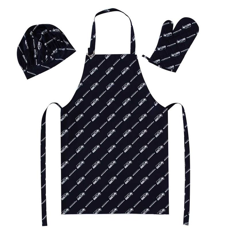 NFL Officially Licensed 3-piece BBQ Apron, Mitt, Hat Set - Seattle Seahawks