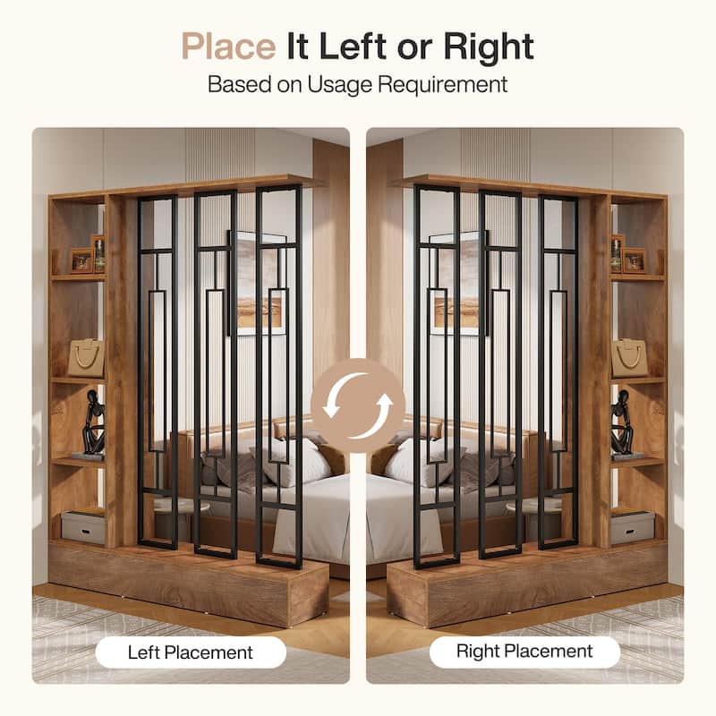 70.9" Tall Wall Room Divider with Display Shelves and Sturdy Base - 47.2" W x 11.8" D x 70.9" H