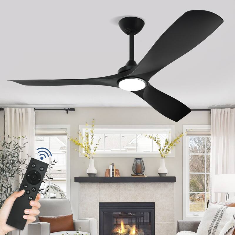 Remote Ceiling Fan with Lights Flush Mount - Black - 52"