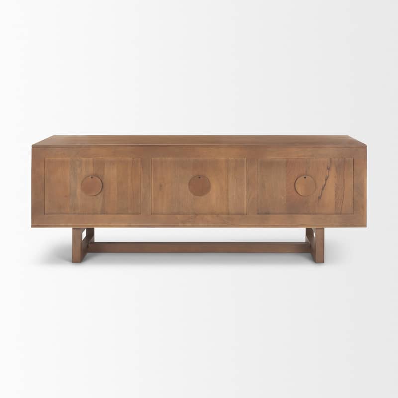 Grier Light Brown Solid Wood With Cane Accents Media Console