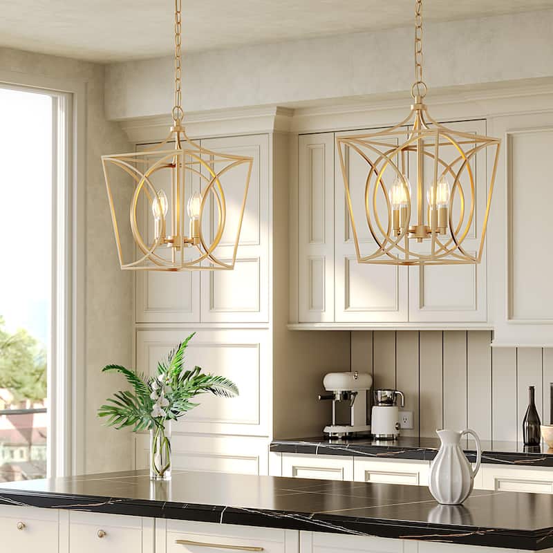 Modern Geometric Metal Pendant Light with Adjustable 60" Chain
