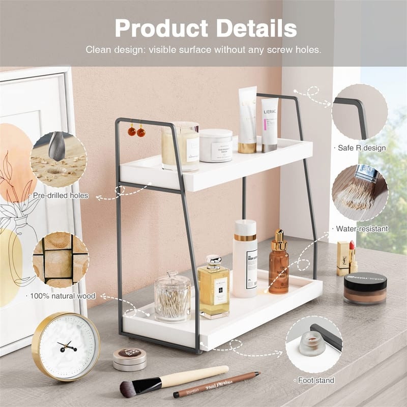Bathroom Organizer Countertop - 6.7"D x 14.4"W x 14"H