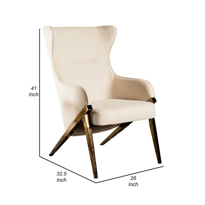 Arlo 33 Inch Accent Chair, Contoured Wingback, Vegan Leather - 26L x 32.5W x 41H, in inches