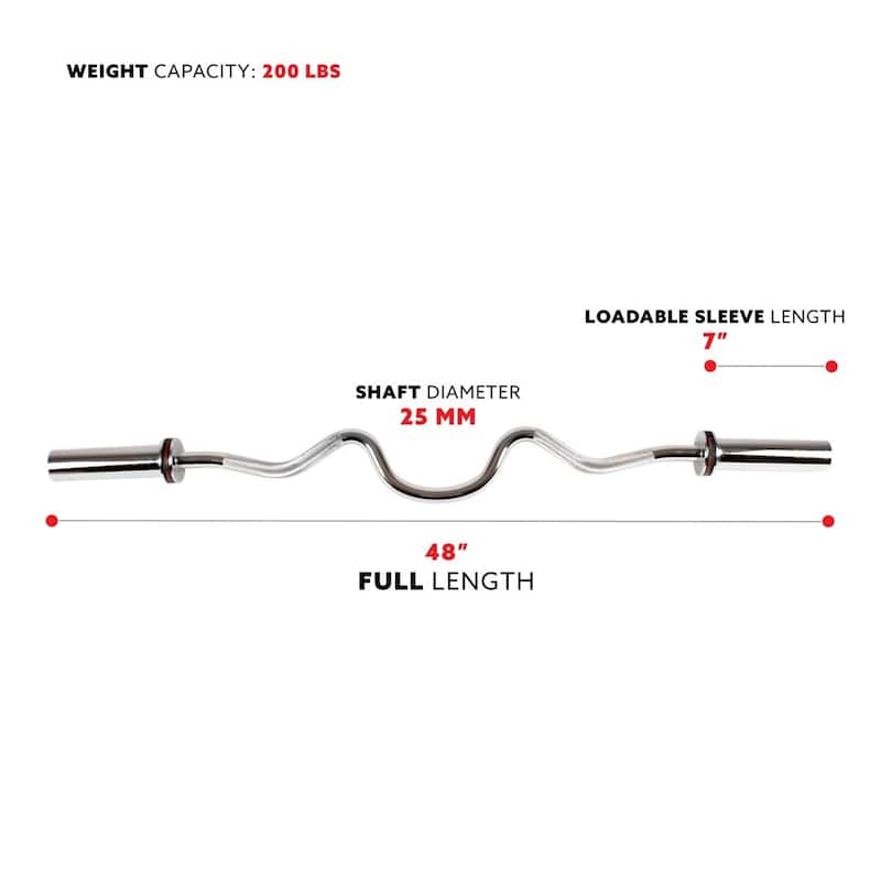 Sunny Health & Fitness Olympic Super Curl Bar with Ring Collars
