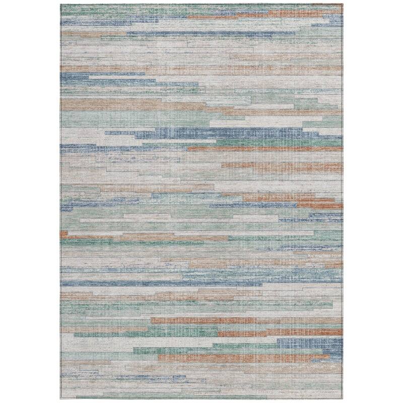 HomeRoots Striped Transitional Rectangle Outdoor Rug