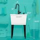 TEHILA Utility Sink Laundry Tub with Black High Arc Faucet and Soap Dispenser