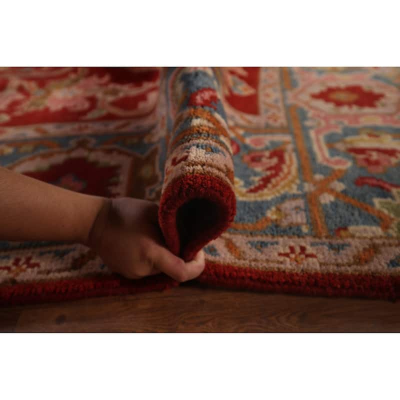 All-Over Red Oushak Indian Area Rug Handmade Wool Carpet - 8'10"x 11'8"