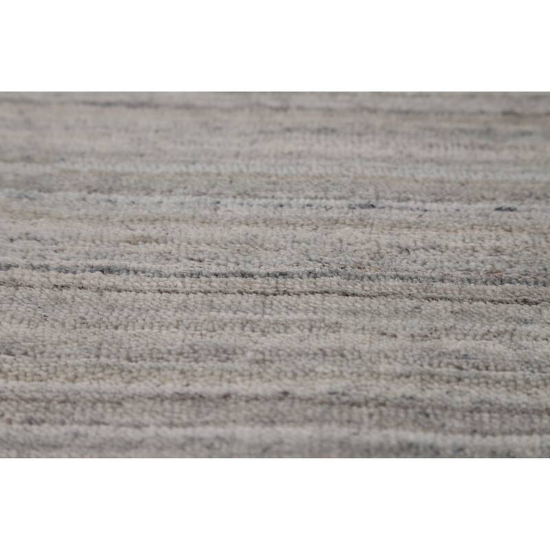Silver Gray Striped Gabbeh Oriental Area Rug Hand-Knotted Silk Carpet - 9'3" x 11'7"