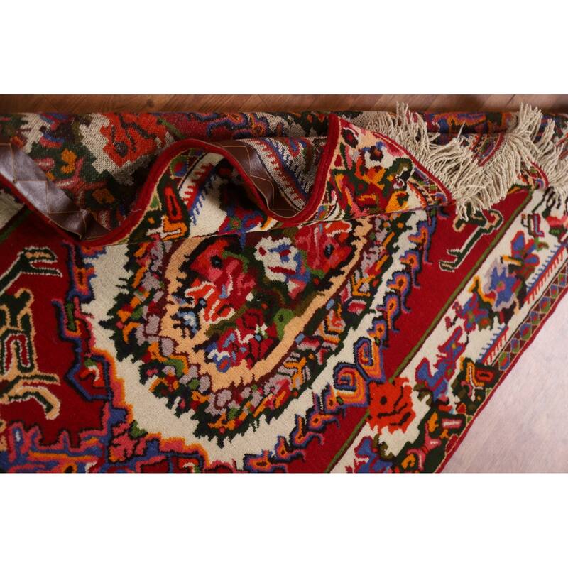 Hand Knotted Oriental 100% Wool Carpet Traditional Floral Red Bakhtiari Area Rug - 4' 6'' X 3' 5''