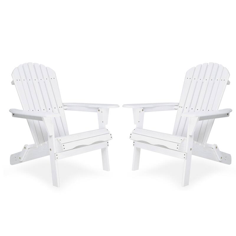 Foldable Wood Patio Adirondack Chair, Classic Outdoor Chair with Pre-Assembled Backrest, Easy Assembly - White