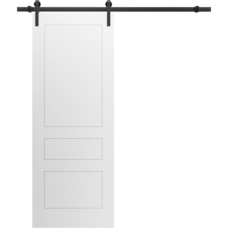 Modern Barn Door / Mela 0733 Painted White / 6.6FT Rail Track Heavy / Solid Panel Interior Doors - 36 x 84