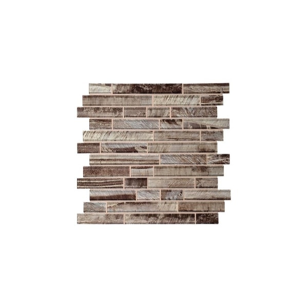 Daltile TE1RANDMP Tiger Eye - Random Linear Mosaic Wall Tile - Polished Glass Visual