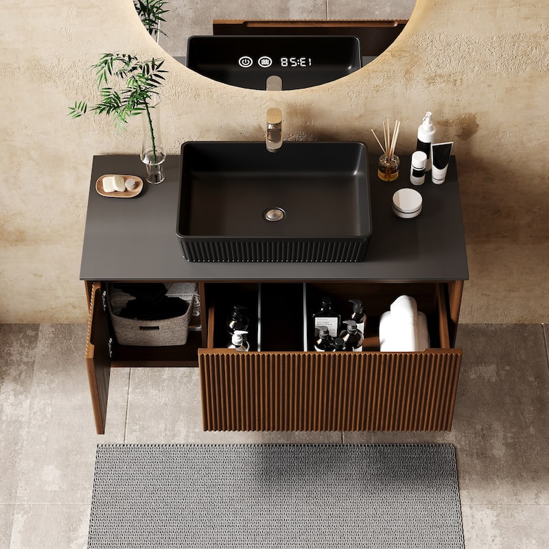 Modern 35.4" Single Bathroom Vanities,Floating Vanitiy with White Table top