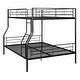 preview thumbnail 7 of 28, Full XL Over Queen Bunk Bed, Streamlined Iron Frame Platform Bed with Gridded Guardrails, Ladder, Split into 2 Individual Beds