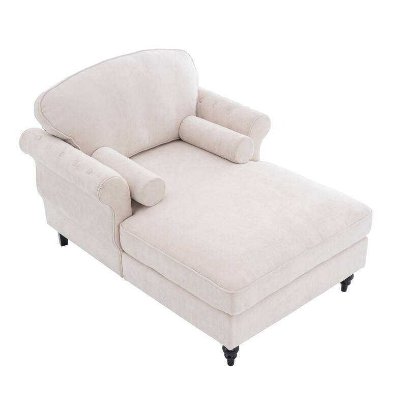 Oversized Chaise Lounge Indoor,Chenille Single Sofa Bed with Wide Seat,Upholstered Lazy Sleeper Armchair,Reading Couch Set